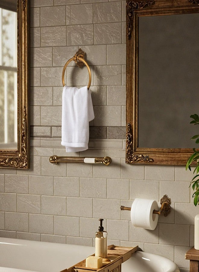 Otoolling 2 Pcs Antique Gold Toilet Paper Holder Towel Ring, Hand Towel Hanger Toilet Paper Roll Holder Wall Mount Retro Vintage Bathroom Hardware - Image 4
